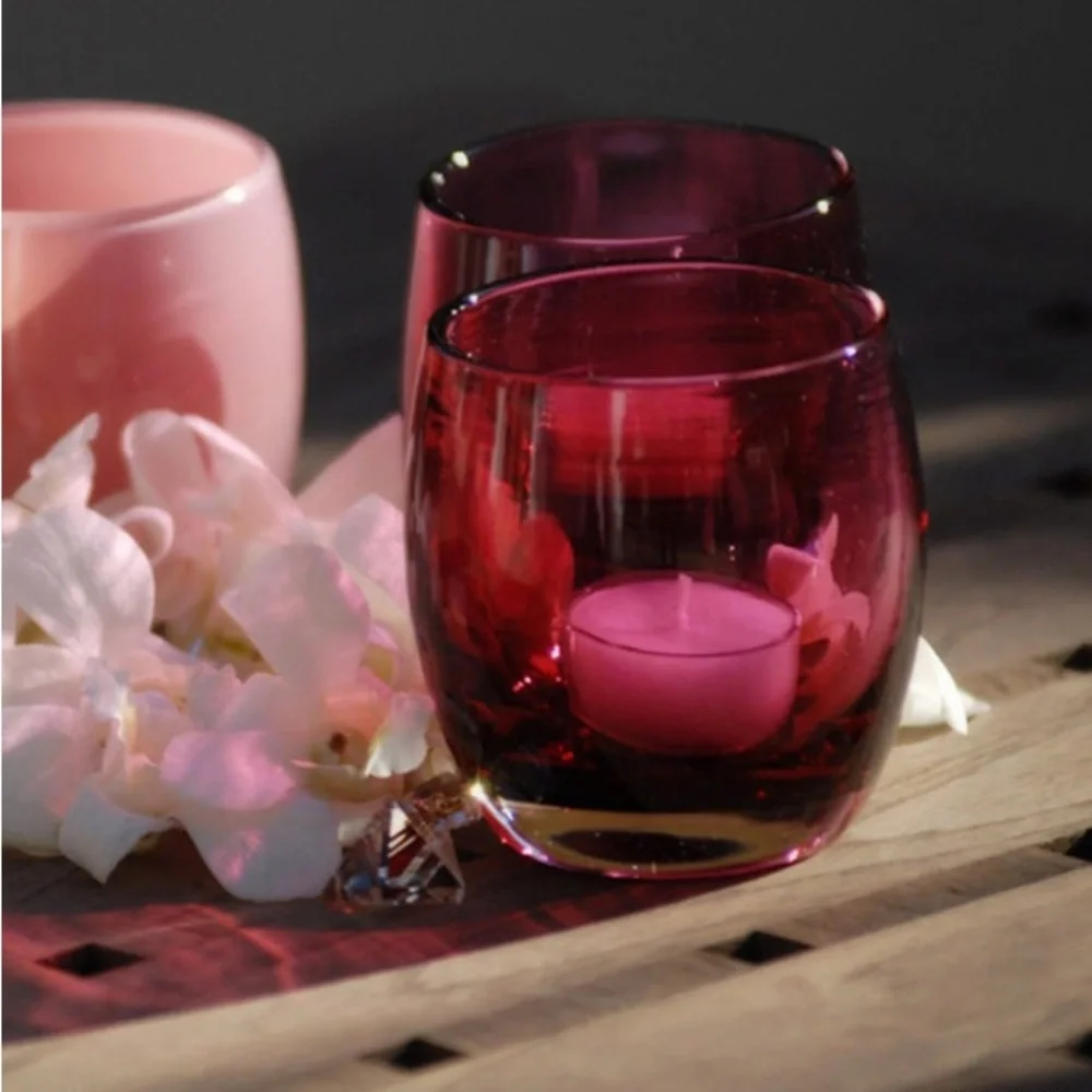 Glassybaby votive candle holder Pink cranberry True Love new in Gift Box - Picture 2 of 9